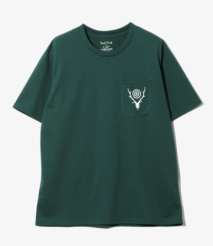 S/S Round Pocket Tee - Green - Circle Horn