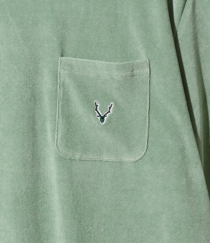 S/S Round Pocket Tee - Green - C/Pe Pile