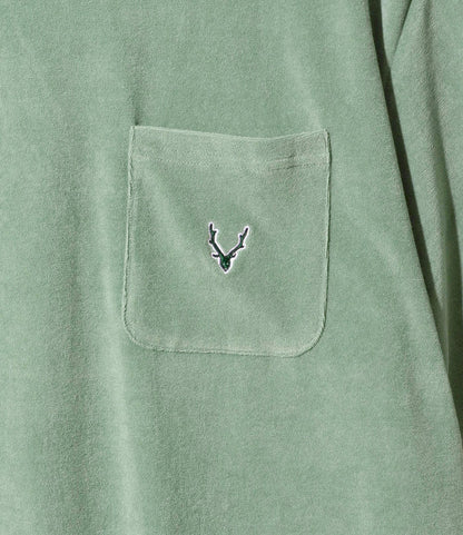 S/S Round Pocket Tee - Green - C/Pe Pile