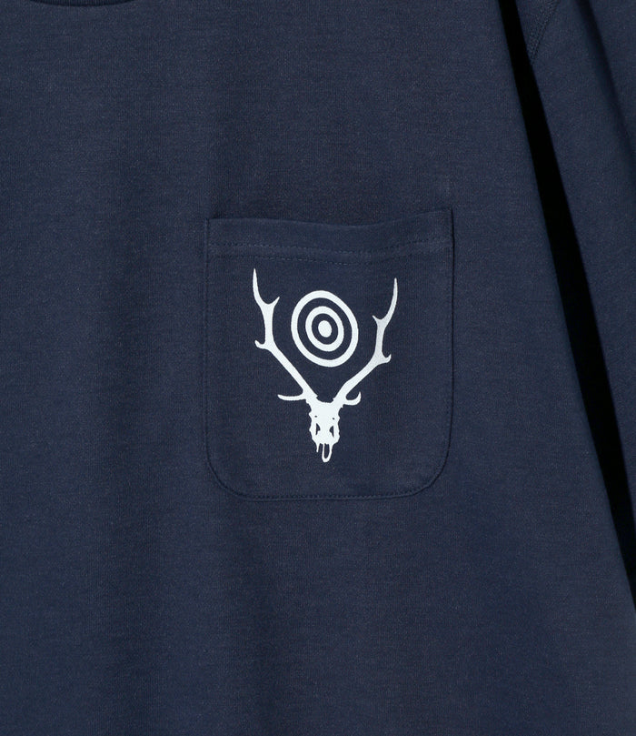 S/S Round Pocket Tee - Navy - Circle Horn
