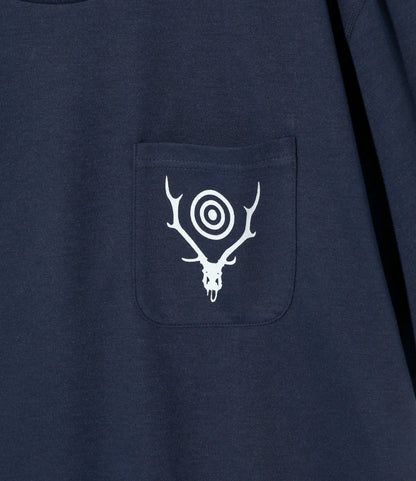 S/S Round Pocket Tee - Navy - Circle Horn