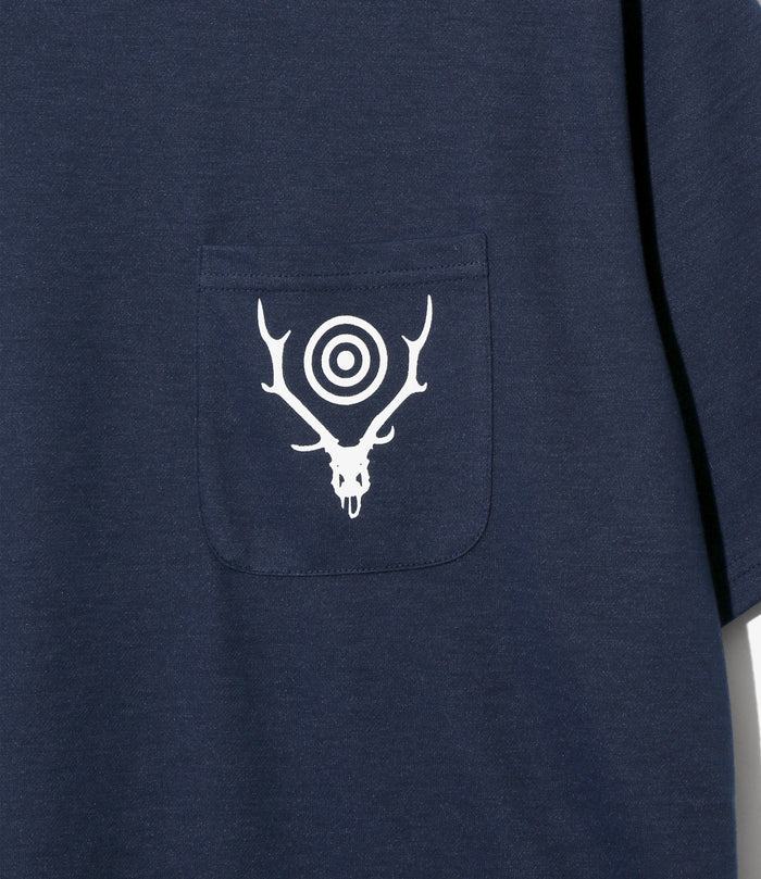 S/S Round Pocket Tee - Navy - Circle Horn