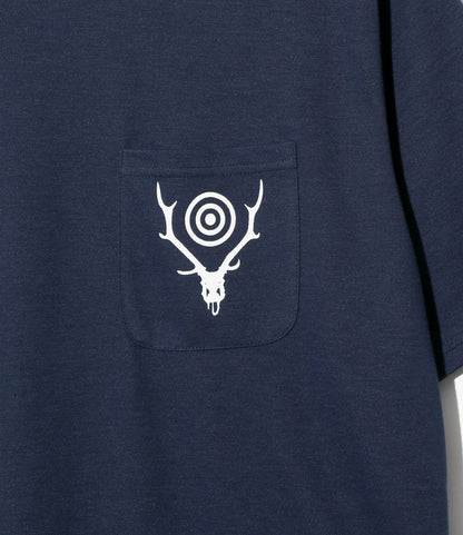 S/S Round Pocket Tee - Navy - Circle Horn