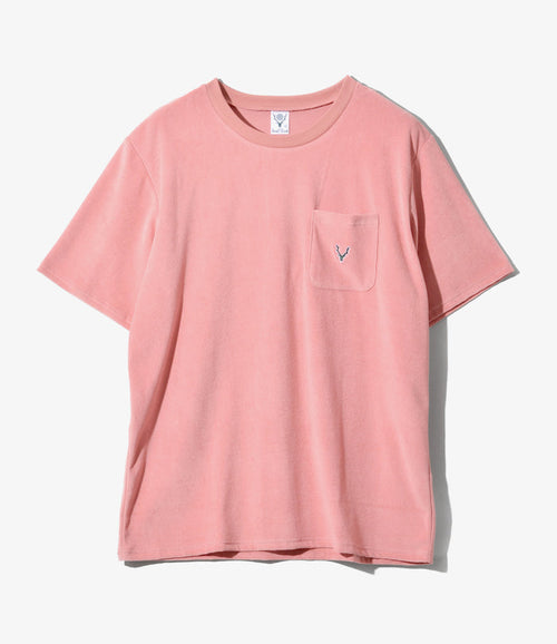 S/S Round Pocket Tee - Pink - C/Pe Pile