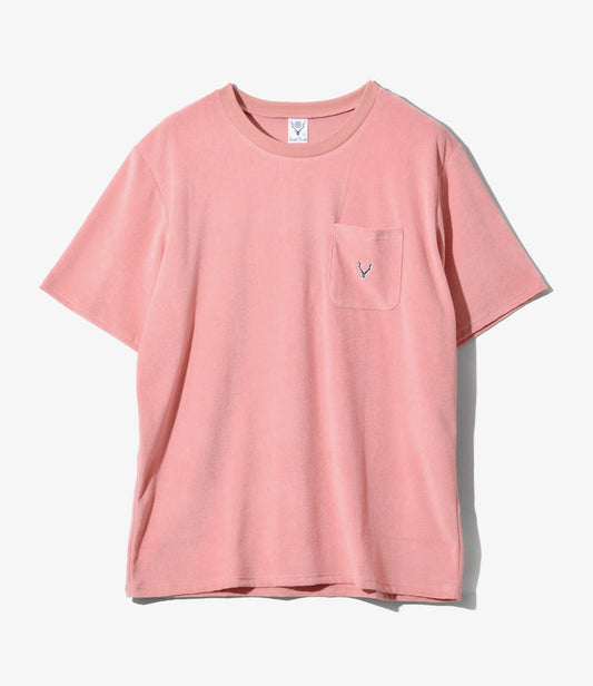 S/S Round Pocket Tee - Pink - C/Pe Pile