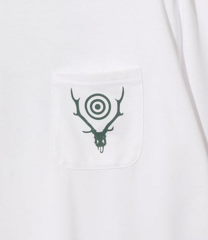 S/S Round Pocket Tee - White - Circle Horn