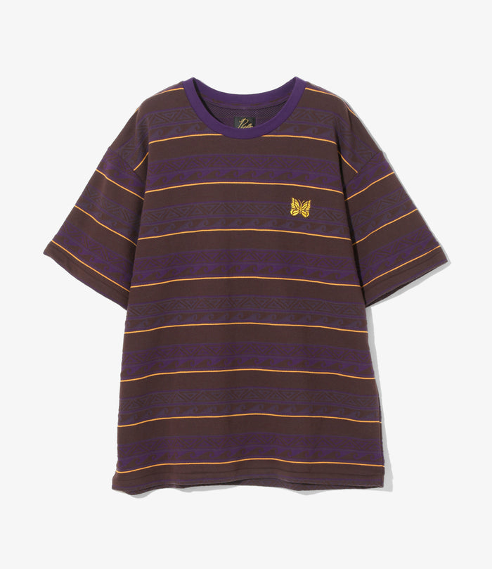 S/S Tee - Brown/Purple - Cotton Jacquard Jersey
