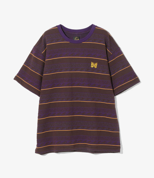 S/S Tee - Brown/Purple - Cotton Jacquard Jersey