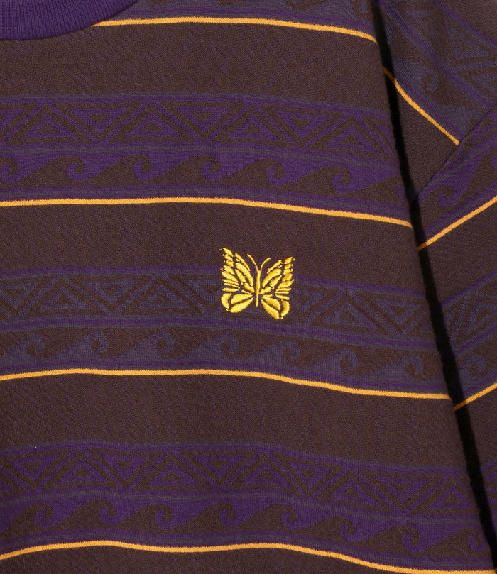 S/S Tee - Brown/Purple - Cotton Jacquard Jersey
