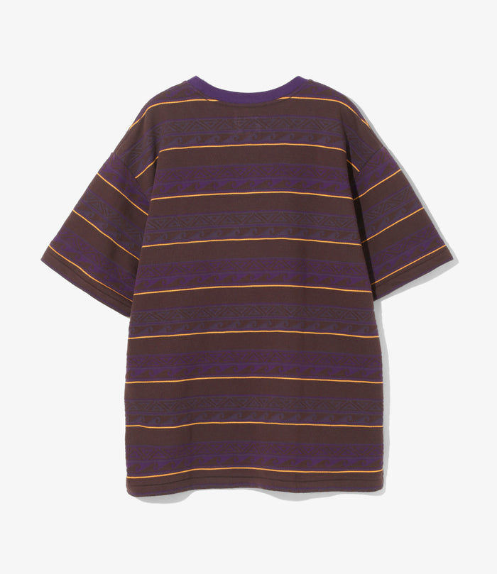 S/S Tee - Brown/Purple - Cotton Jacquard Jersey