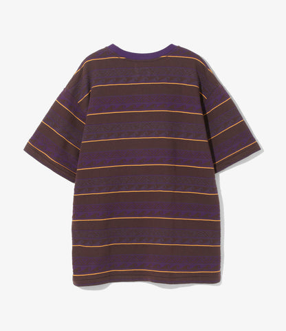 S/S Tee - Brown/Purple - Cotton Jacquard Jersey