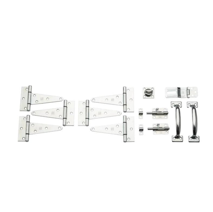 Storage shed barn door kit in zinc