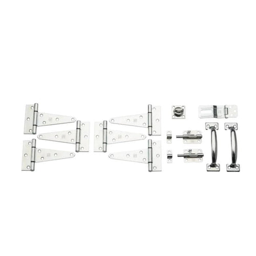 Storage shed barn door kit in zinc