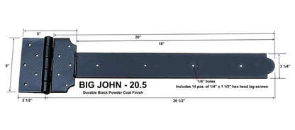 Super Heavy Duty Strap Hinge T-Hinge - Decorative Strap Hinge - "Big John" 3 Sizes
