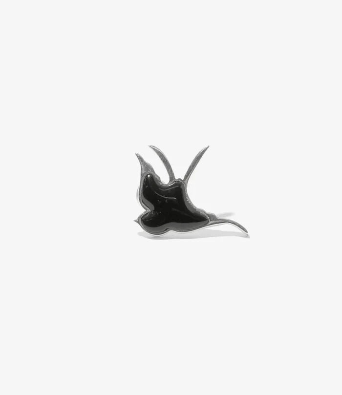 Swallow Motif One Ear Earring - Black