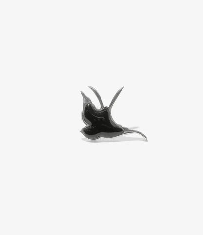 Swallow Motif One Ear Earring - Black