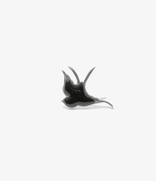 Swallow Motif One Ear Earring - Black