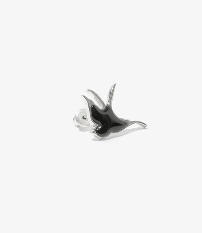 Swallow Motif One Ear Earring - Black