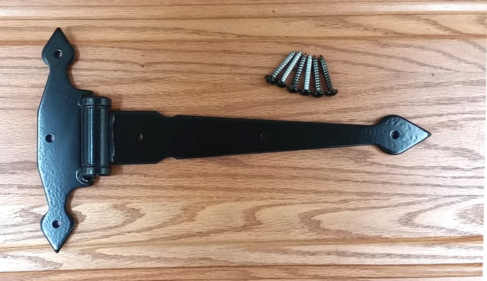 T Hinge - Heavy Duty - 12.5  Inch Decorative Strap Hinge - Black - Wild West Hardware