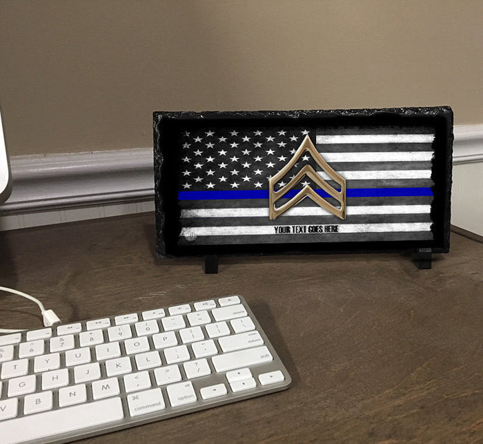 Thin Blue Line Definition of Honor Slate Rock Desktop Easel