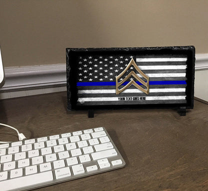 Thin Blue Line Definition of Honor Slate Rock Desktop Easel
