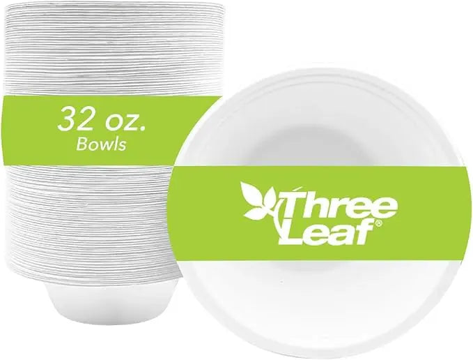 Three Leaf Compostable Bagasse Bowl 25ct 32 oz