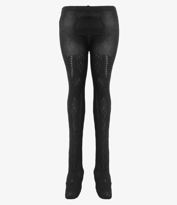 Tights - Black - Eyelet Pattern