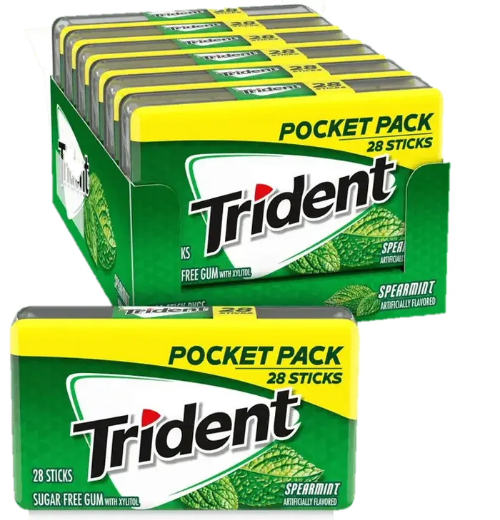 Wholesale Trident Pocket Pack Spearmint Gum- Freshen your breath on the go with Mexmax INC.