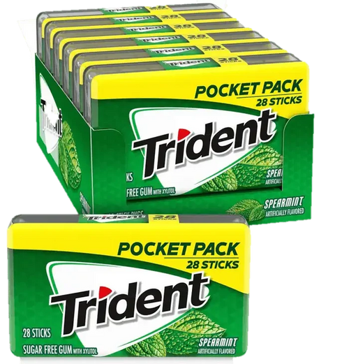 Wholesale Trident Pocket Pack Spearmint Gum- Freshen your breath on the go with Mexmax INC.