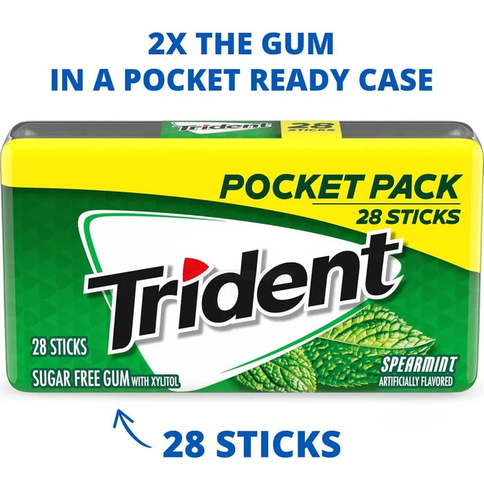Wholesale Trident Pocket Pack Spearmint Gum- Freshen your breath on the go with Mexmax INC.