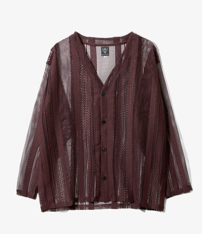 V-Neck Cardigan - Dk. Purple - Poly Lace Jq.