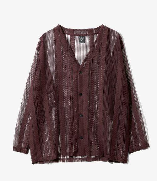 V-Neck Cardigan - Dk. Purple - Poly Lace Jq.