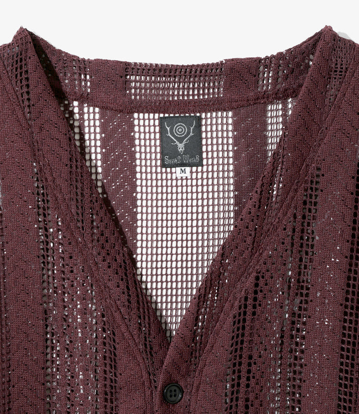 V-Neck Cardigan - Dk. Purple - Poly Lace Jq.
