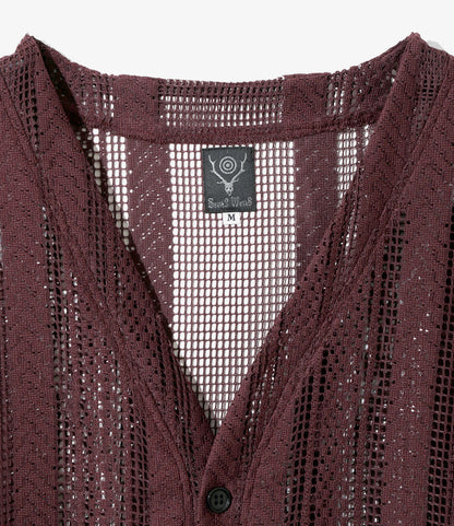 V-Neck Cardigan - Dk. Purple - Poly Lace Jq.