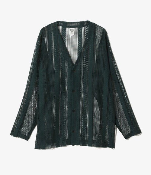 V-Neck Cardigan - Green - Poly Lace Jq.