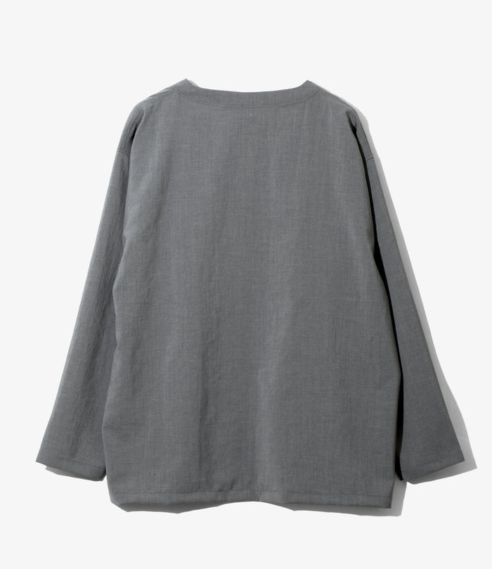 V-Neck Cardigan - Grey - Poly Oxford