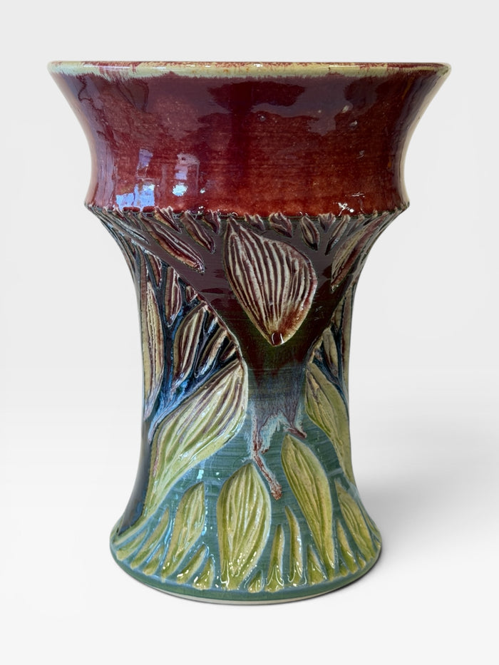Vase - sgraffito trees, multicolor