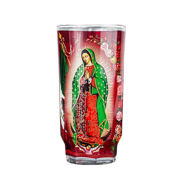 Wholesale Virgen De Guadalupe Micheladita White Candle Cup - Small Cup for Sale at Mexmax INC