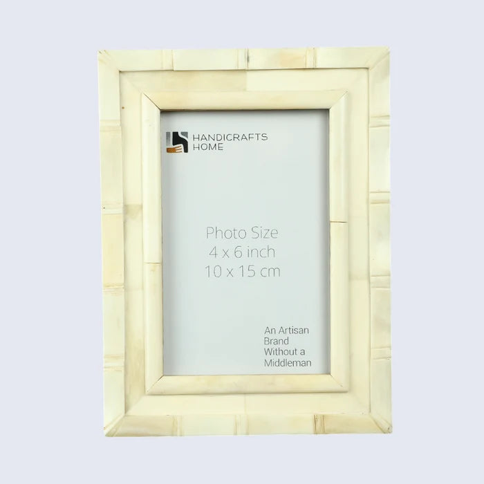 Handmade White Bone Inlay Picture Frame - Linear Collection - 4x6 5x7, for tabletop or wall display