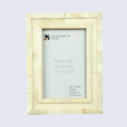 Handmade White Bone Inlay Picture Frame - Linear Collection - 4x6 5x7, for tabletop or wall display