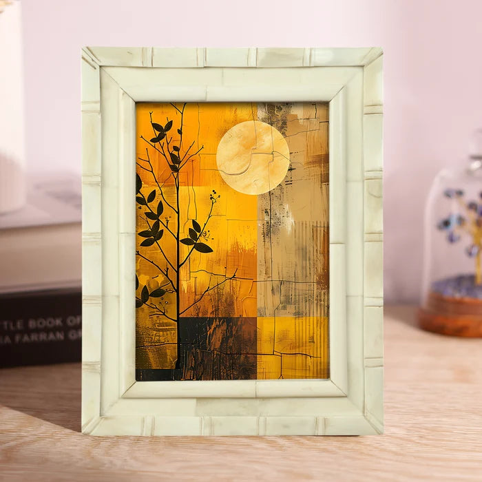 White Bone Inlay Picture Frame | Linear Collection | 4x6 5x7