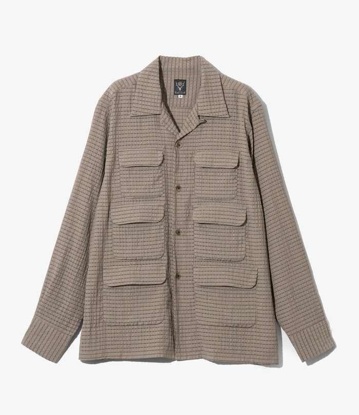 Women's 6 Pocket Shirt - Brown - RA/PE/N Dobby