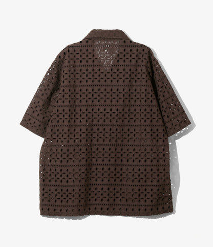 Women's Cabana Shirt - Dk. Brown - Cutwork Embroidery