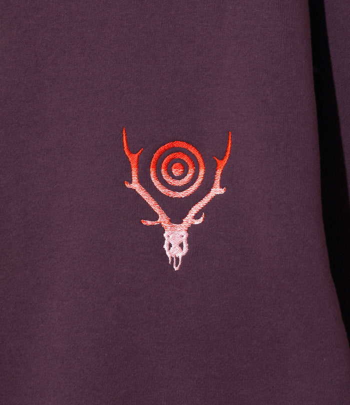 Women's Crew Neck Sweat Shirt - Purple - Cotton French Terry