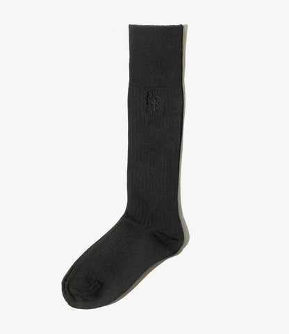 Women's Monogram Stitch Ribbed Socks - Black