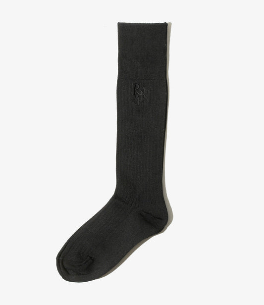 Women's Monogram Stitch Ribbed Socks - Black