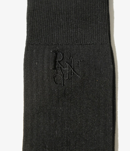 Women's Monogram Stitch Ribbed Socks - Black