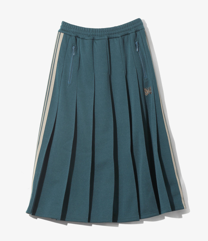 Women's Pleated Track Skirt - Green - Poly Smooth