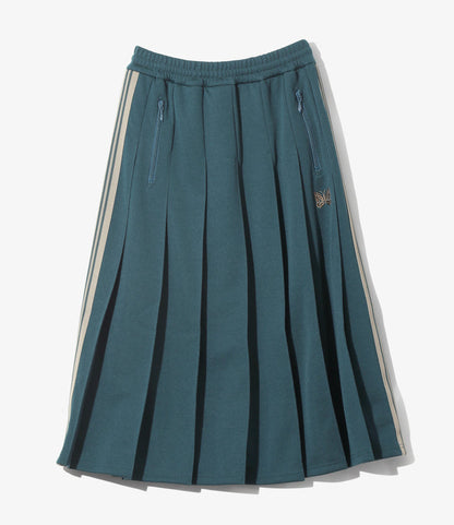 Women's Pleated Track Skirt - Green - Poly Smooth