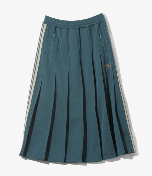 Women's Pleated Track Skirt - Green - Poly Smooth